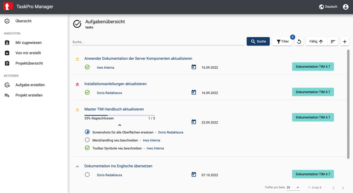 Projektverwaltung TaskPro Manager